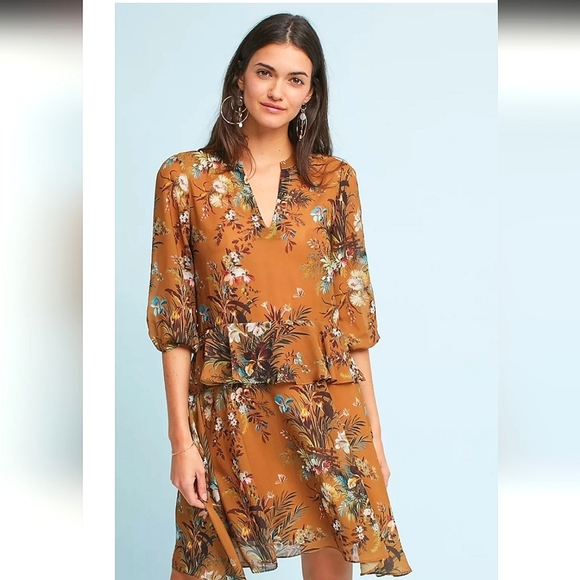 Anthropologie dRA Angeles Printed FlutterSleeve Shirtdress Multi.Size MP - Picture 1 of 16